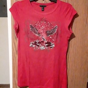 Vintage Fang angel cherub glitter tee L